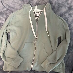 Peace Love World Green Zip-Up Hoodie